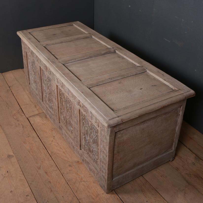 English Bleached Oak Coffer or Blanket Chest 1
