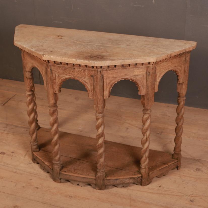 English Bleached Oak Console Table 1