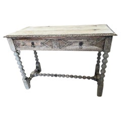 English Bleached Oak Jacobean Style Sofa Table / Console