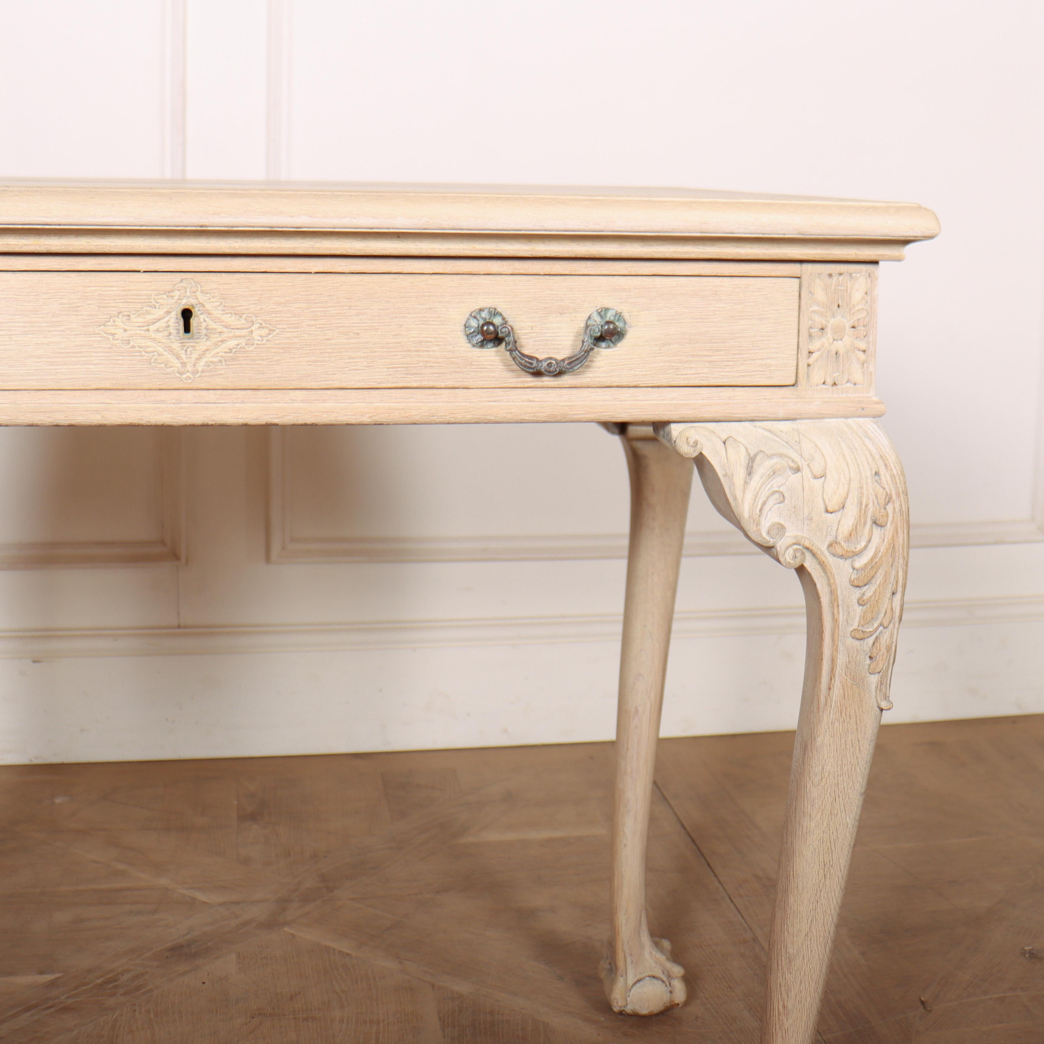 Victorian English Bleached Oak Lamp Table For Sale