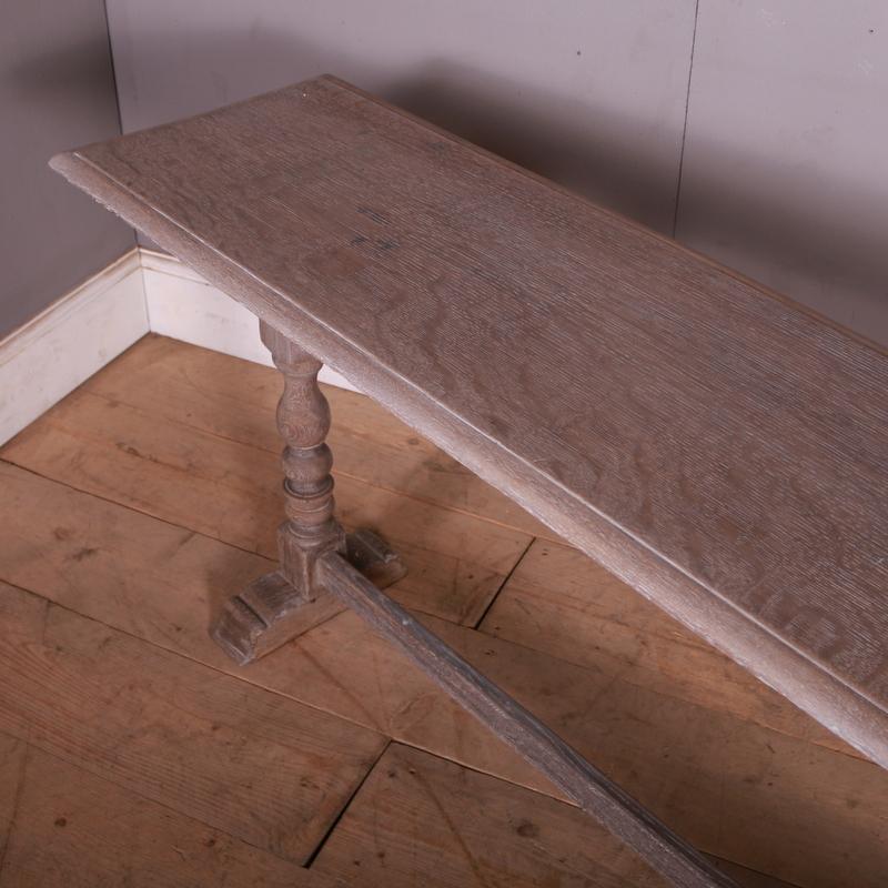 English Bleached Oak Trestle Table In Good Condition In Leamington Spa, Warwickshire