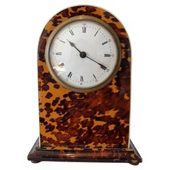 Antique English Blond Tortoiseshell Mantel Clock