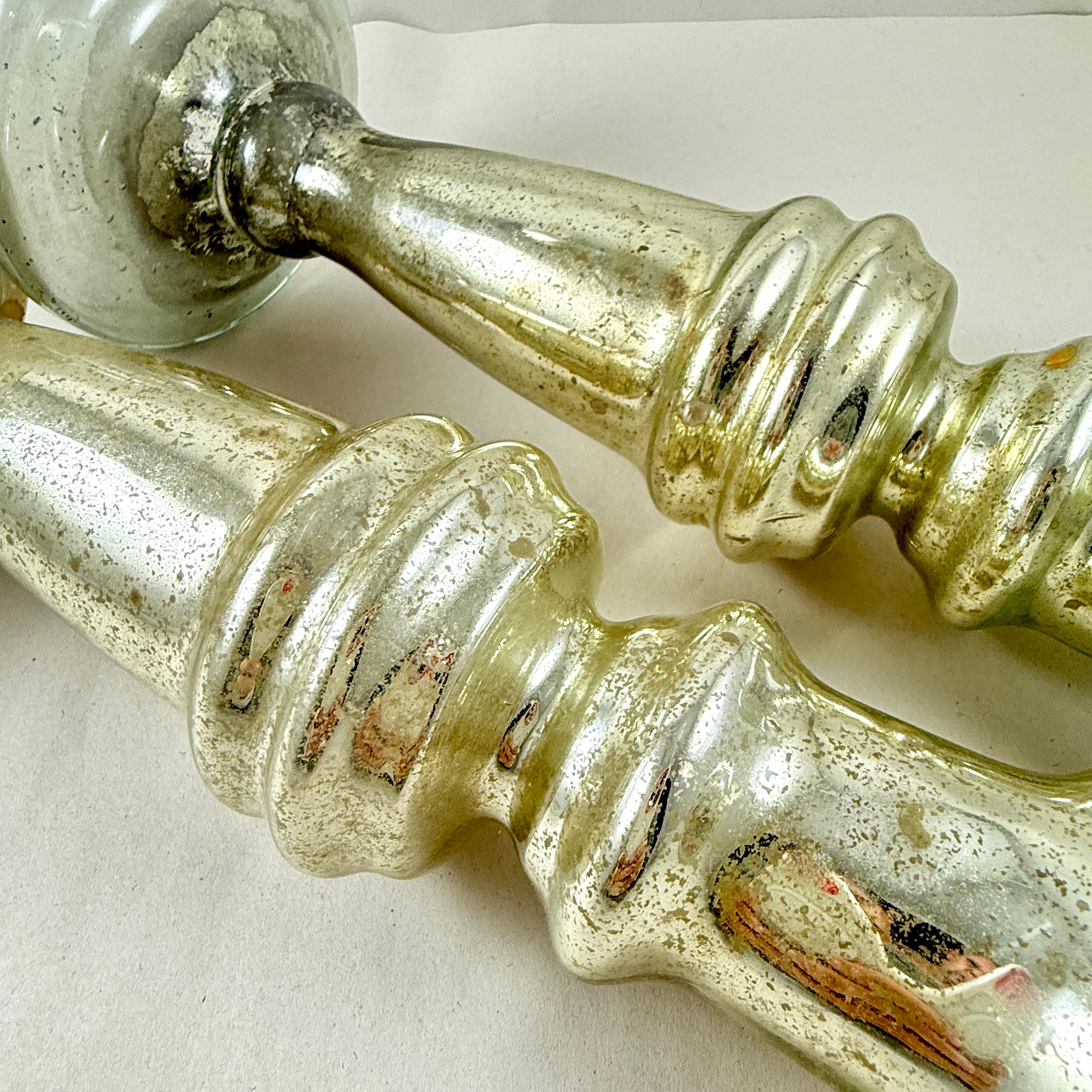 English Blown Mercury Glass Silvered Candlesticks, a pair, circa 1840-1855 For Sale 1