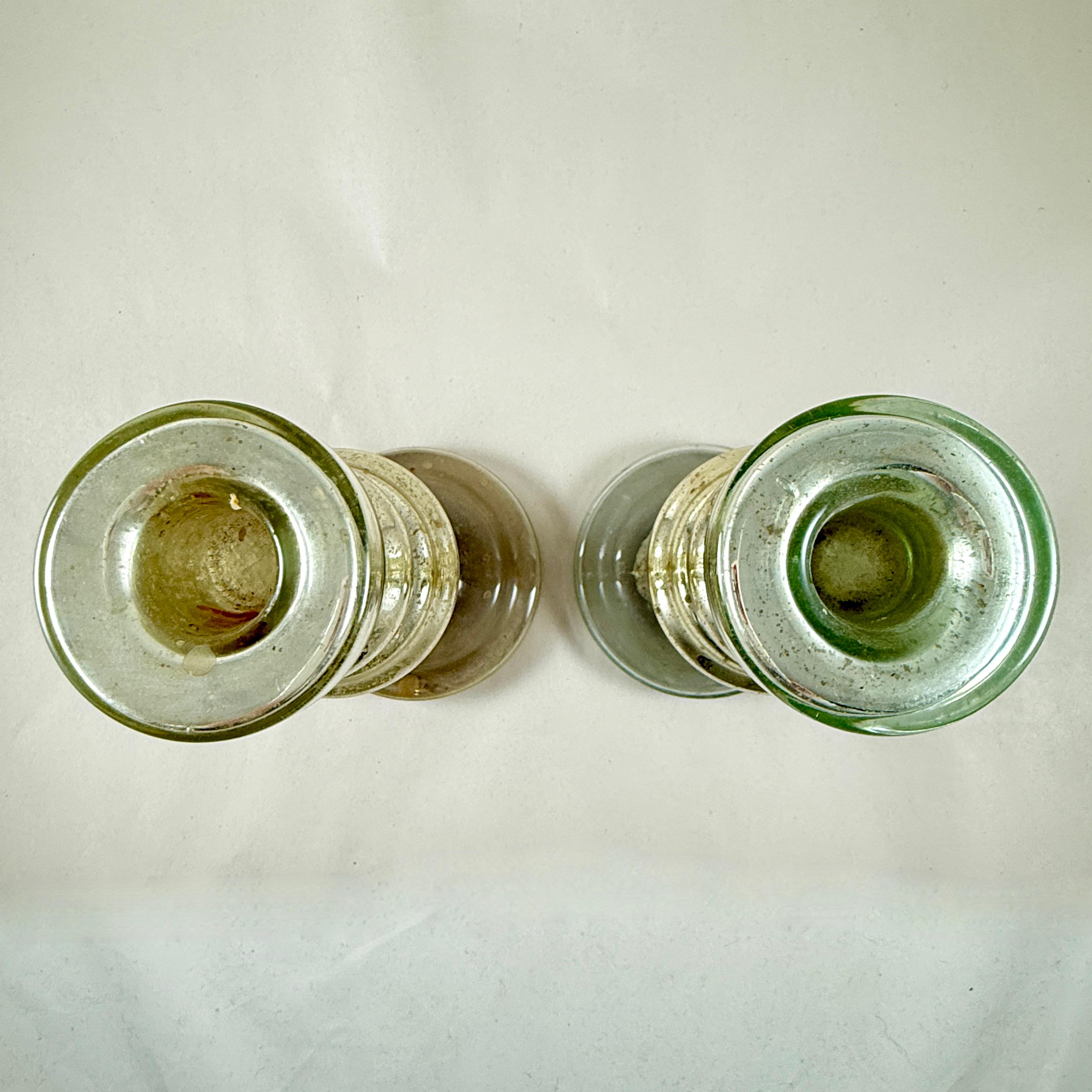 English Blown Mercury Glass Silvered Candlesticks, a pair, circa 1840-1855 For Sale 2