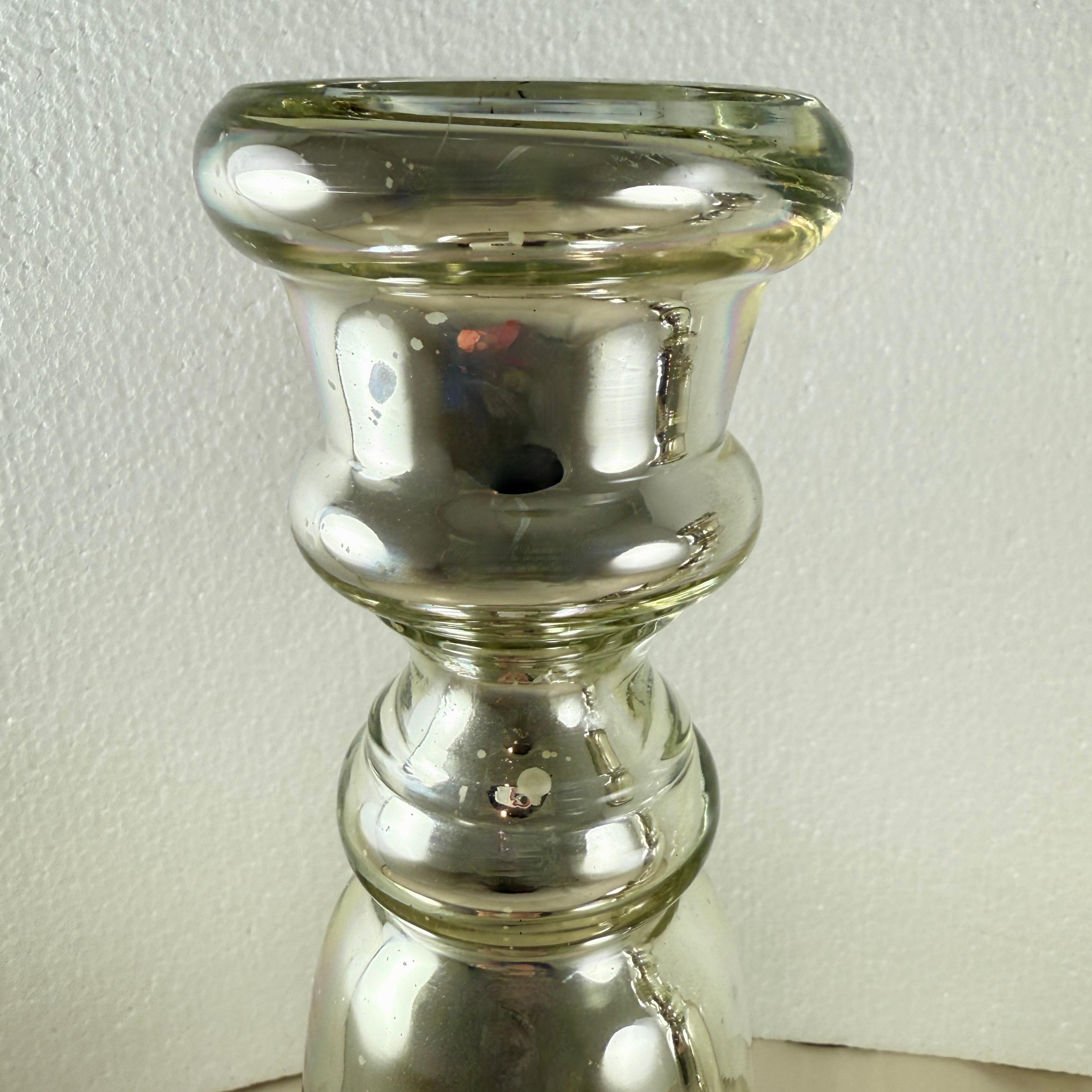 Große englische mundgeblasene Quecksilberglas-Leuchter, versilbert, ein Paar, um 1840-1855 im Angebot 1