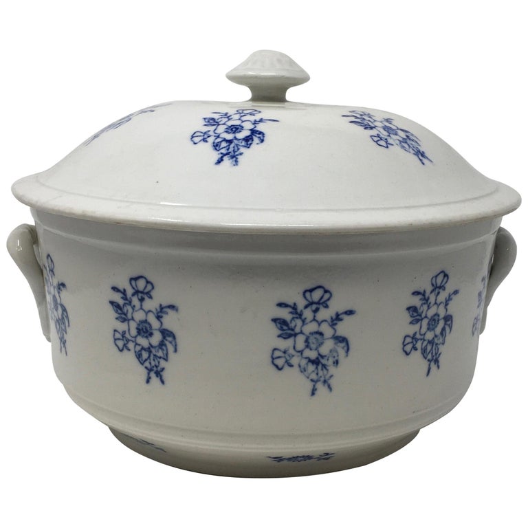 English Blue and White Antique Ironstone Tureen at 1stDibs