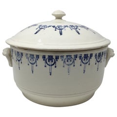 English Blue and White Antique Ironstone Tureen