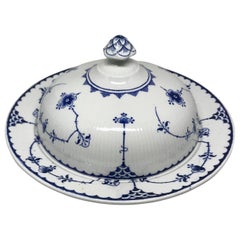 Plato Inglés Cubierto Azul y Blanco