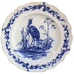 Assiette anglaise bleue et blanche héron Brown Westhead and Moore, datant d'environ 1890