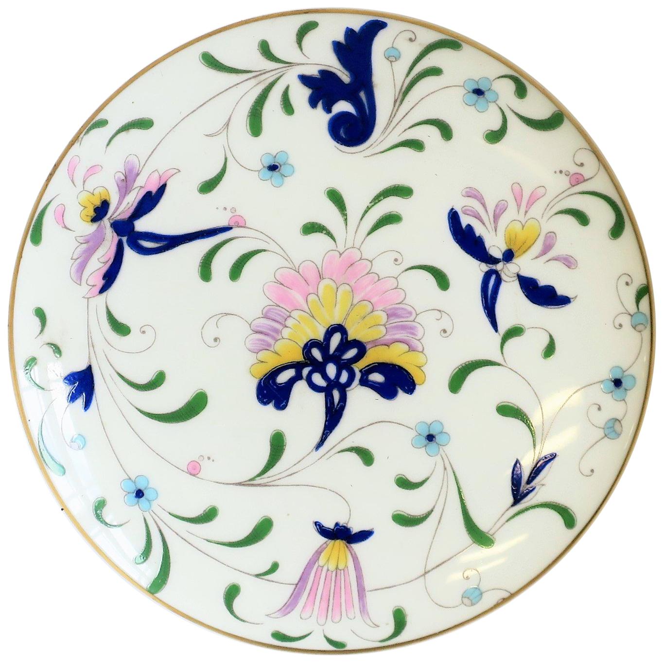 Boîte à bijoux ronde en porcelaine bleue et blanche anglaise