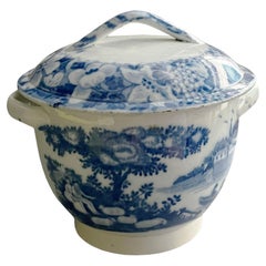 English Blue and White Transferware Small Tureen