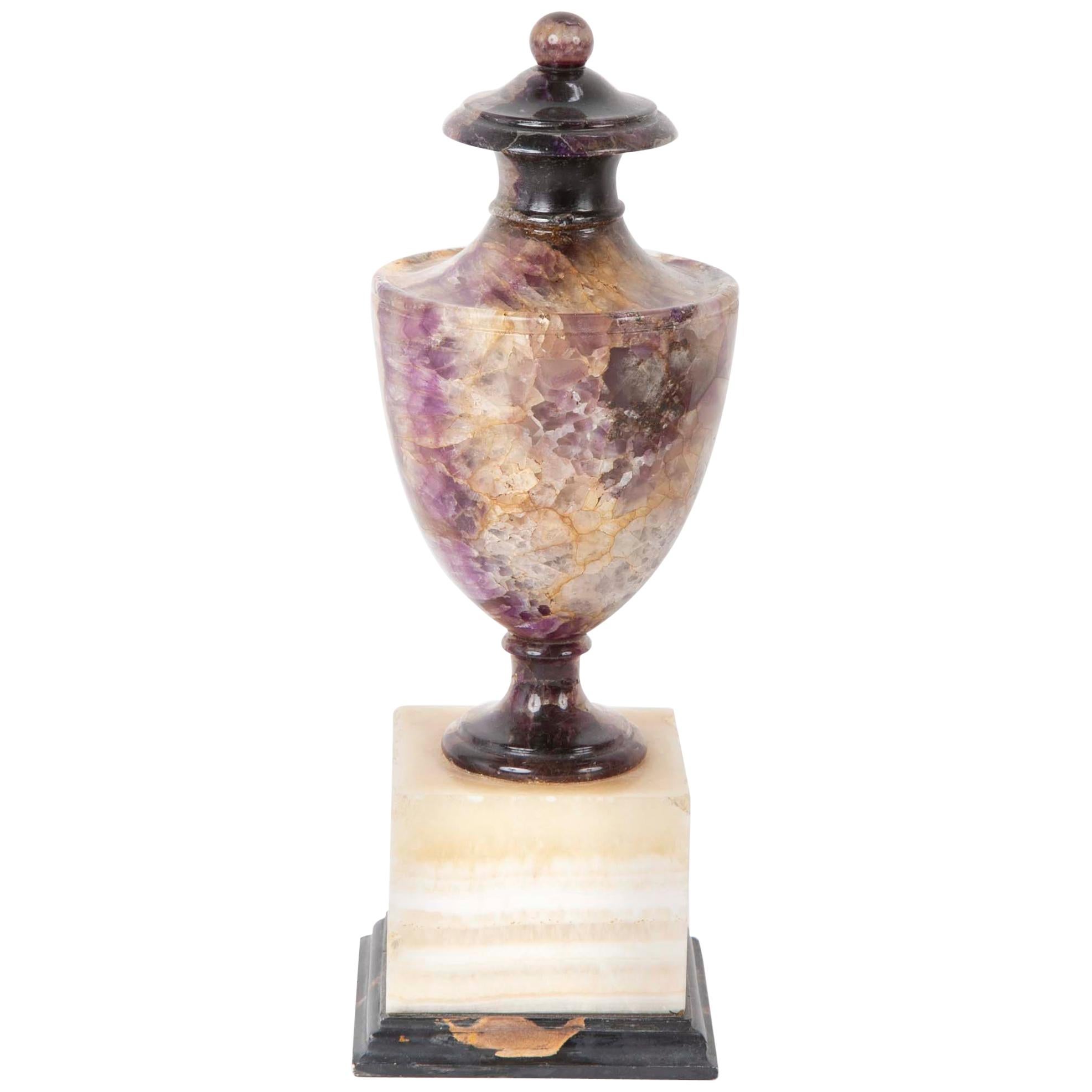 English Blue John or Darbyshire Spar Covered Urn Form Orniment