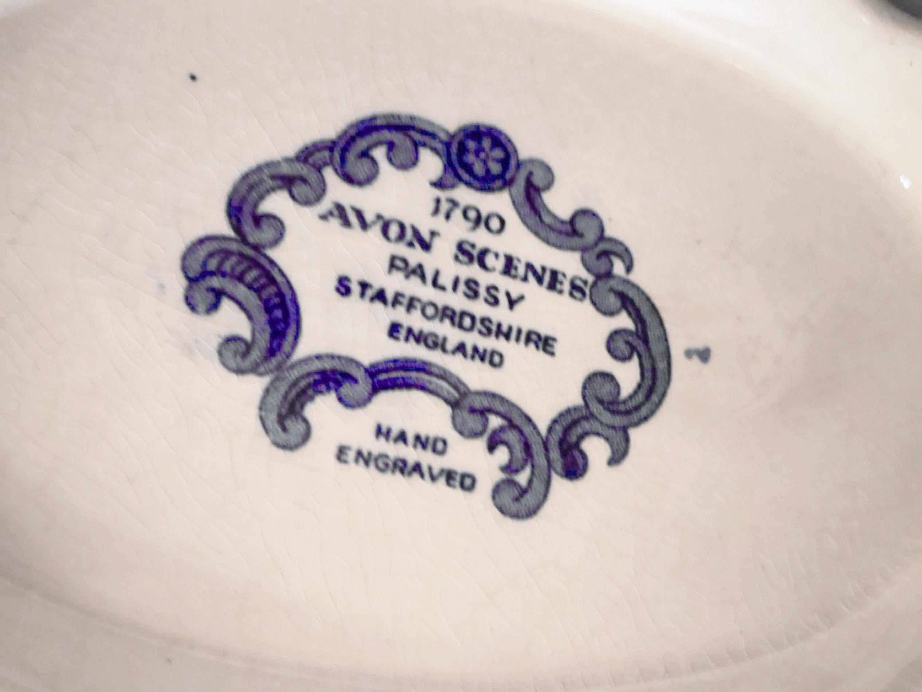 Soupière bleue anglaise, poterie du Staffordshire, 20e siècle Bon état - En vente à Lisbon, PT