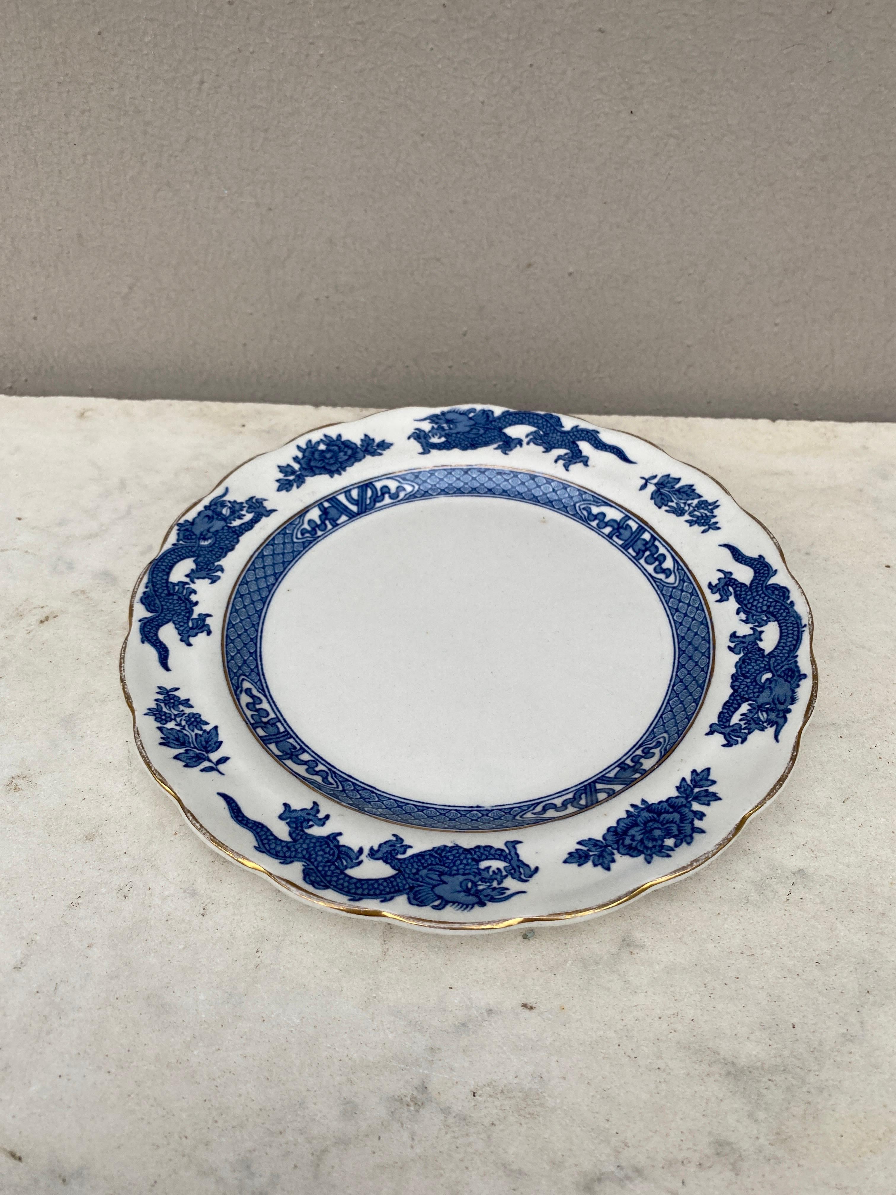 English Blue & White Dragon Plate Circa 1920.
Signed Booths.