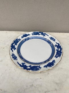 English Blue & White Dragon Plate Circa 1920