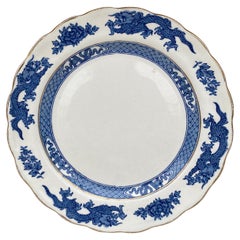 English Blue & White Dragon Plate Circa 1920