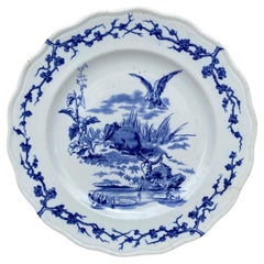 Antique English Blue & White Plate Eagle & Frog Brown Westhead and Moore, circa 1890