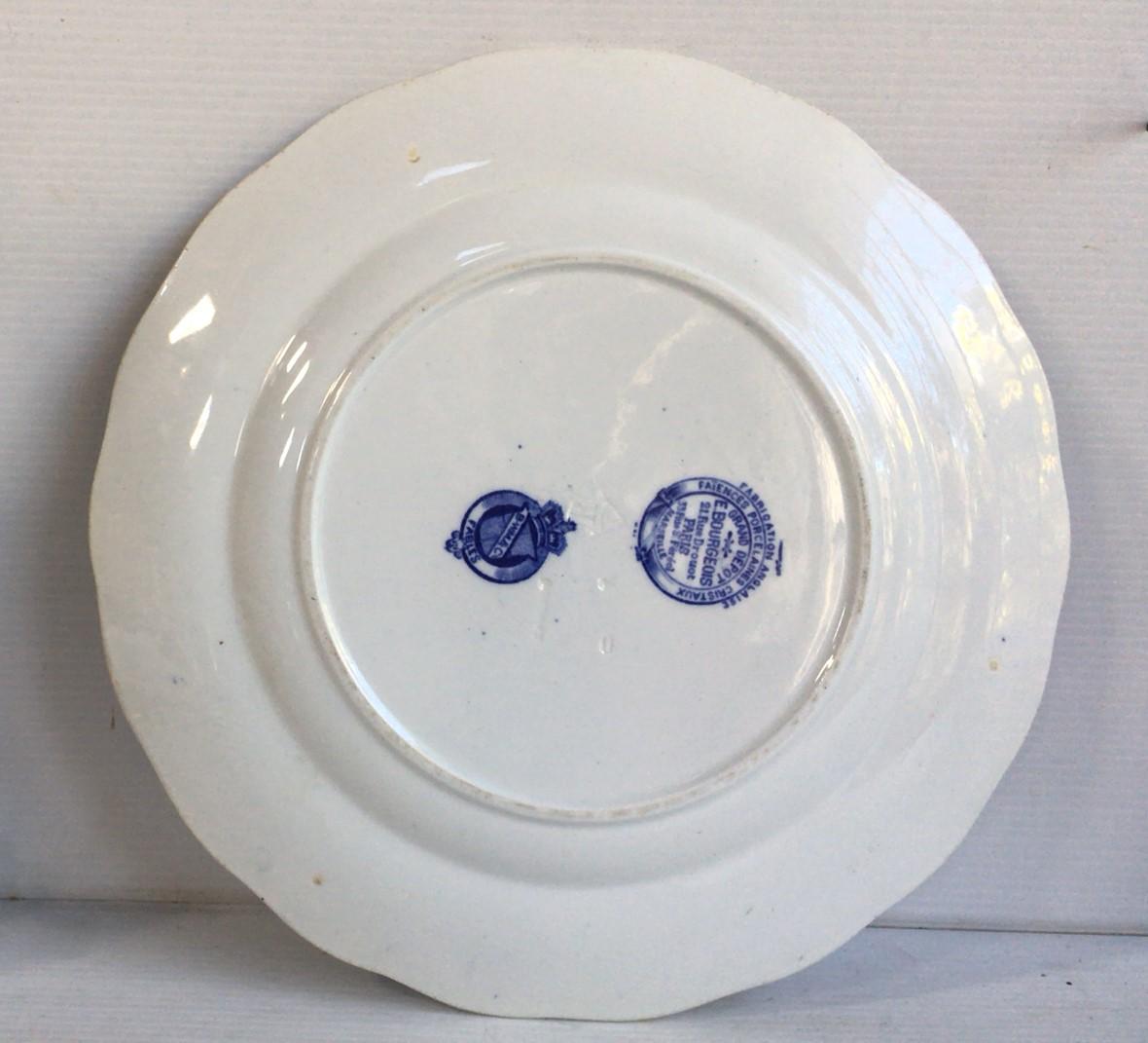 English blue and white plate hare and frogs Brown Westhead and Moore, circa 1890.
Was sold in the Grand Depot 21 rue Drouot Paris.
Fontaine / Aesops Fables
English Losange mark.