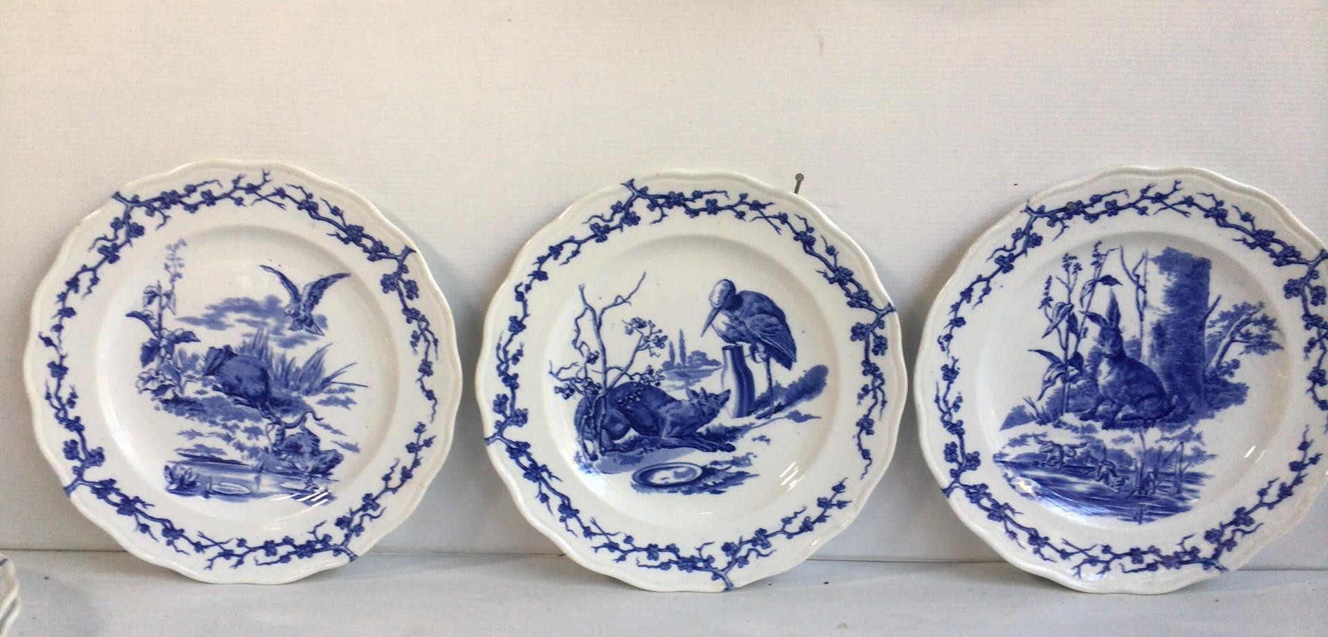 Country English Blue and White Plate Heron Brown Westhead and Moore, circa 1890