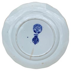 English Blue & White Plate Rabbit &Turtle Brown Westhead and Moore, circa 1890
