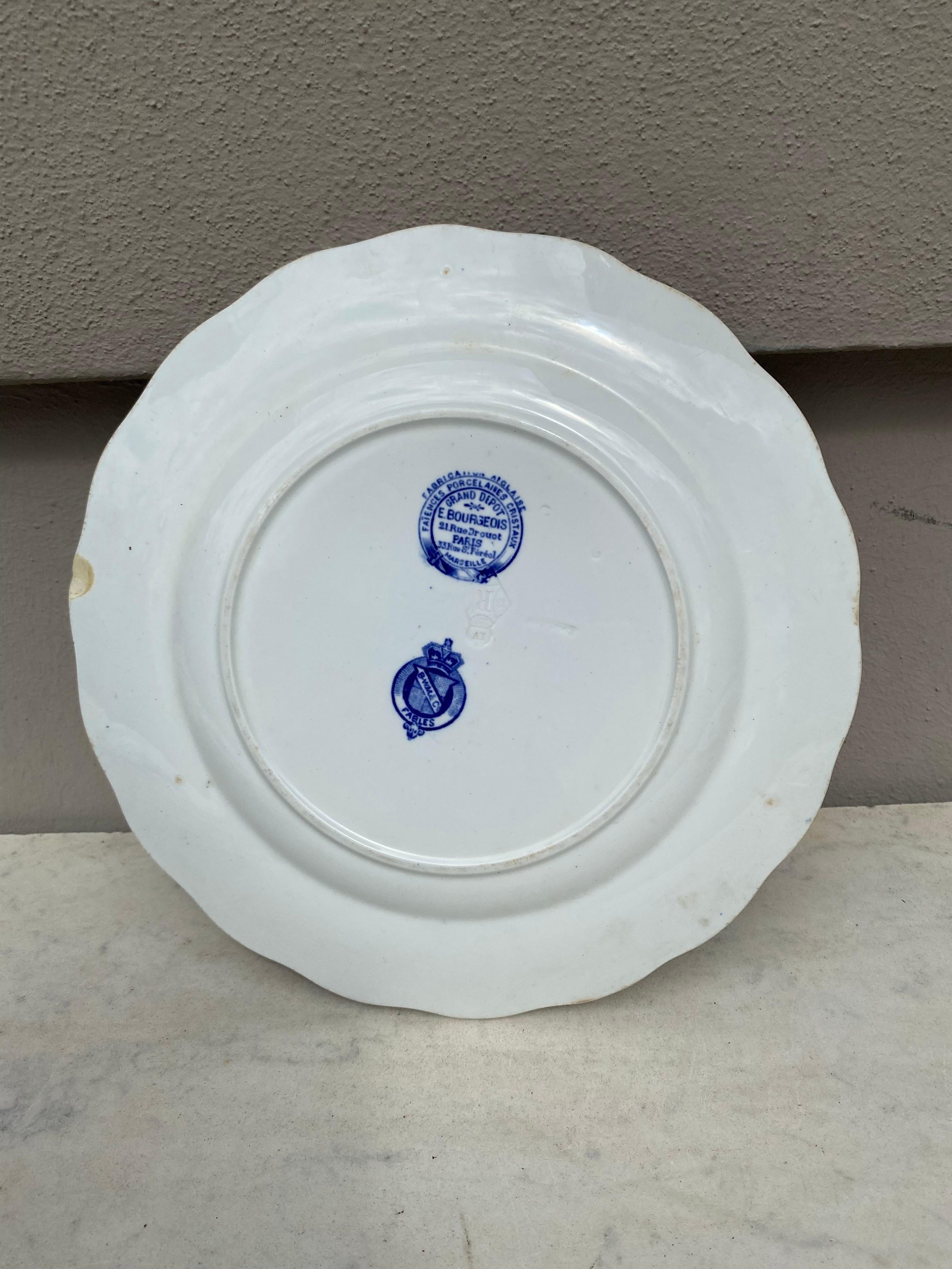 Late 19th Century English Blue & White Plate Rat Brown Westhead and Moore, circa 1890 For Sale