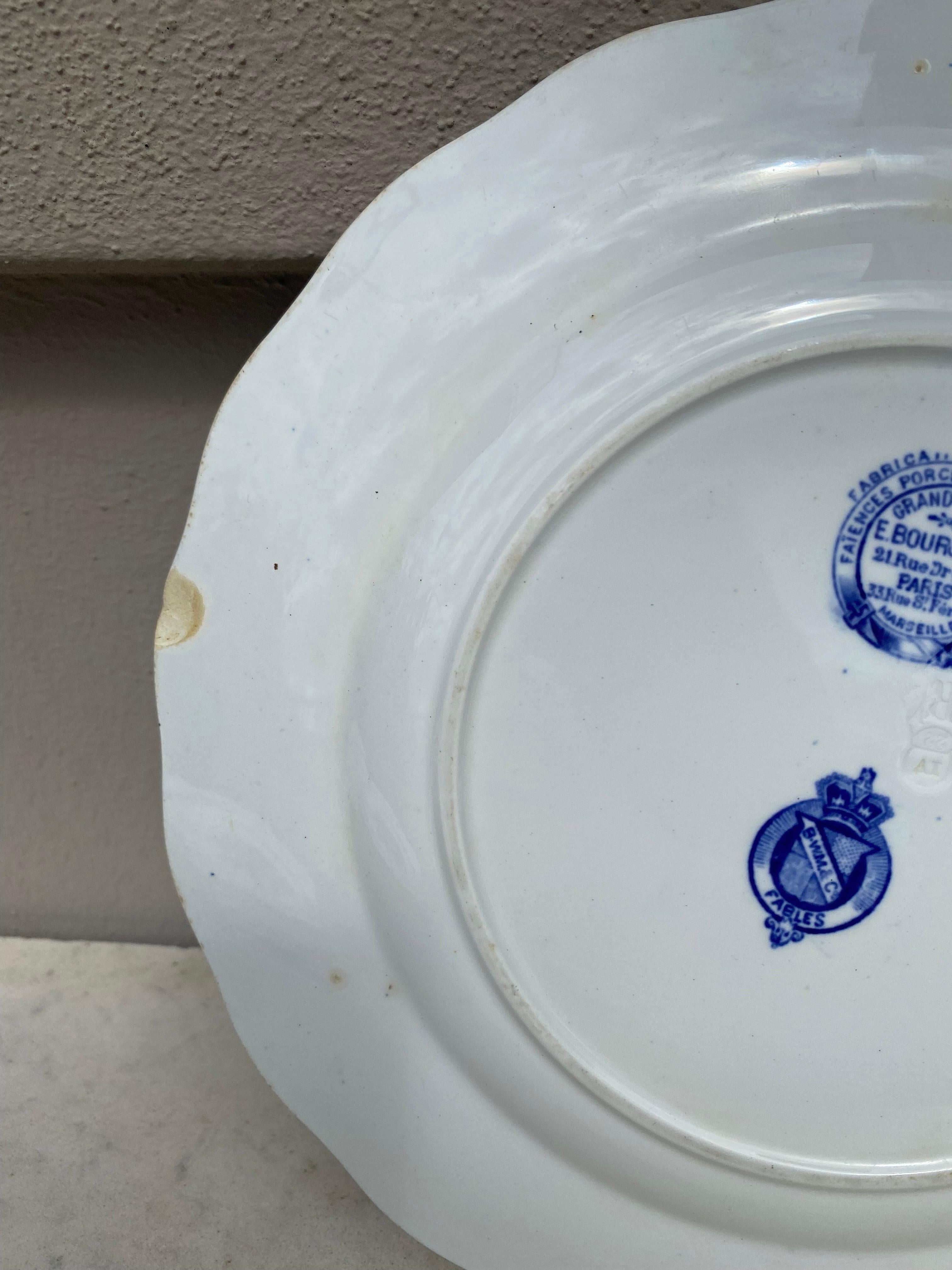 Faience English Blue & White Plate Rat Brown Westhead and Moore, circa 1890 For Sale