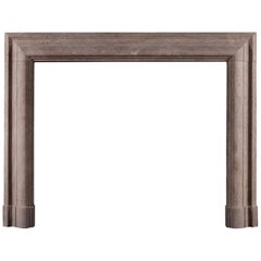 Antique English Bolection Fireplace in Travertine Stone