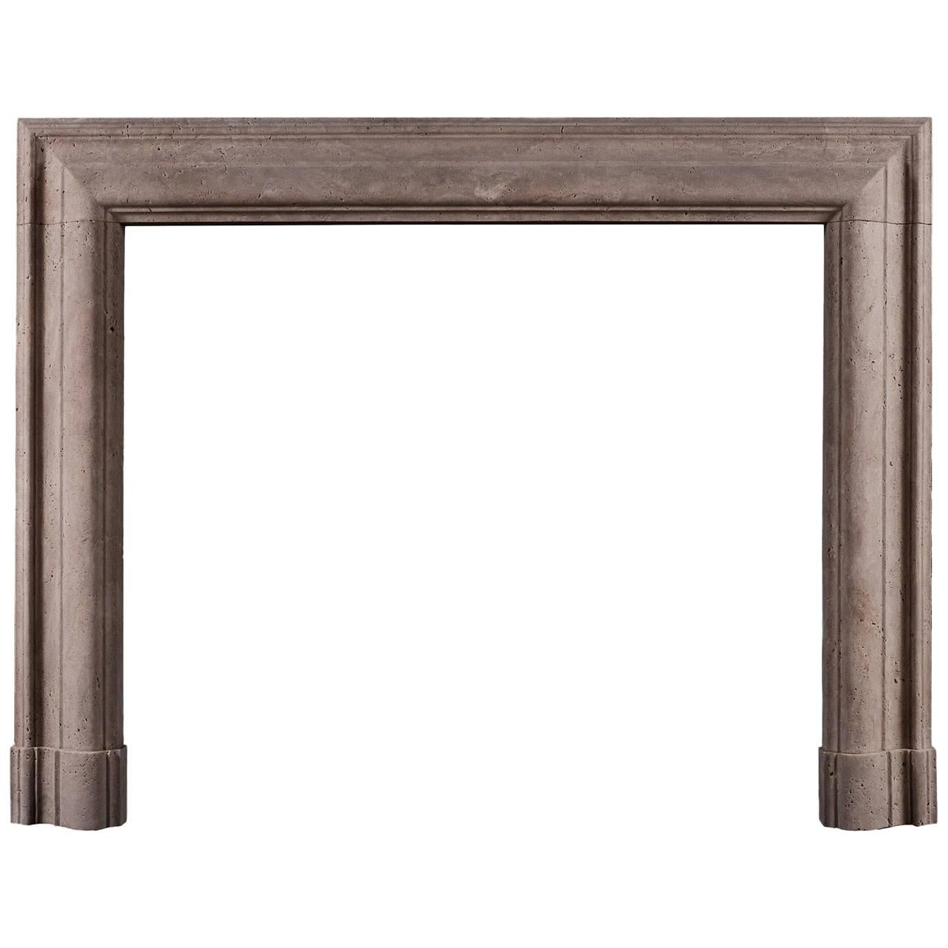 English Bolection Fireplace in Travertine Stone