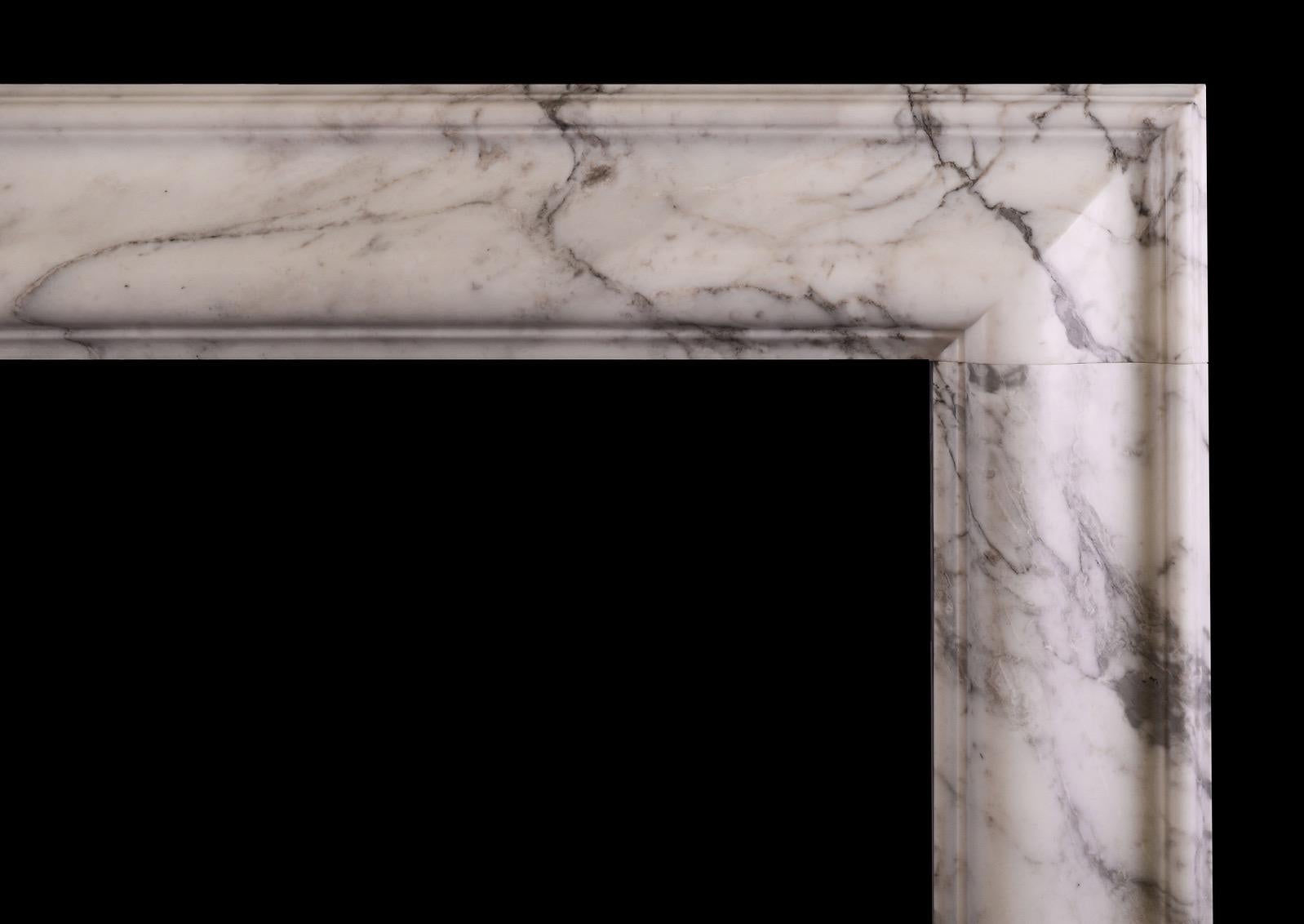 20th Century English Bolection Mantel in Arabescato Marble For Sale