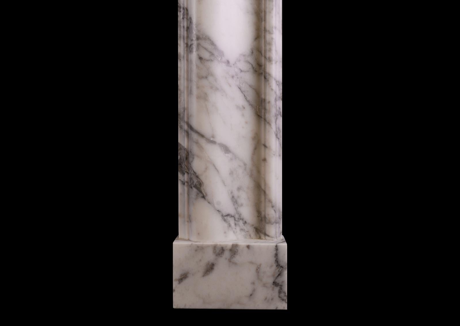 20th Century English Bolection Mantel in Arabescato Marble For Sale