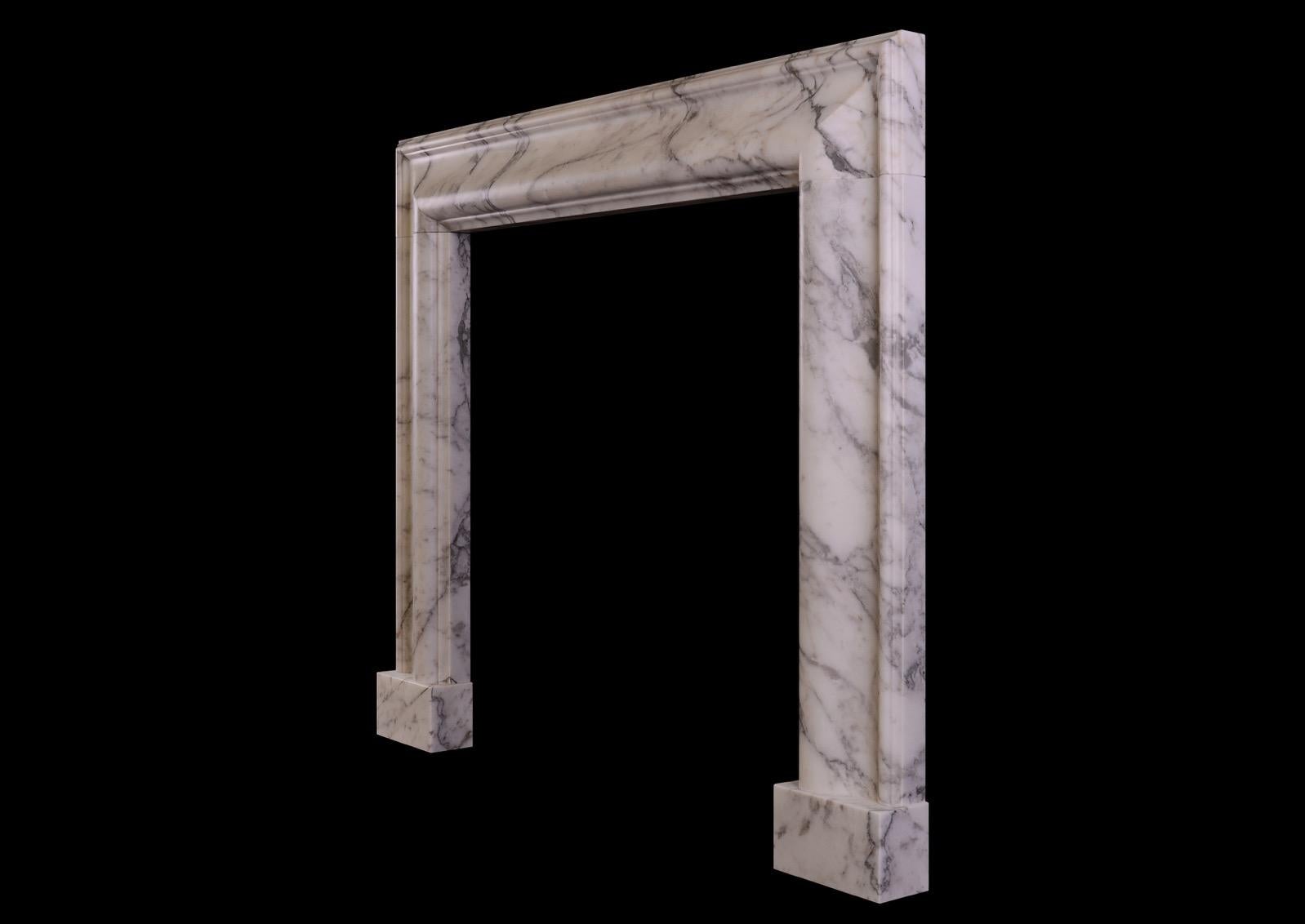 English Bolection Mantel in Arabescato Marble For Sale 2