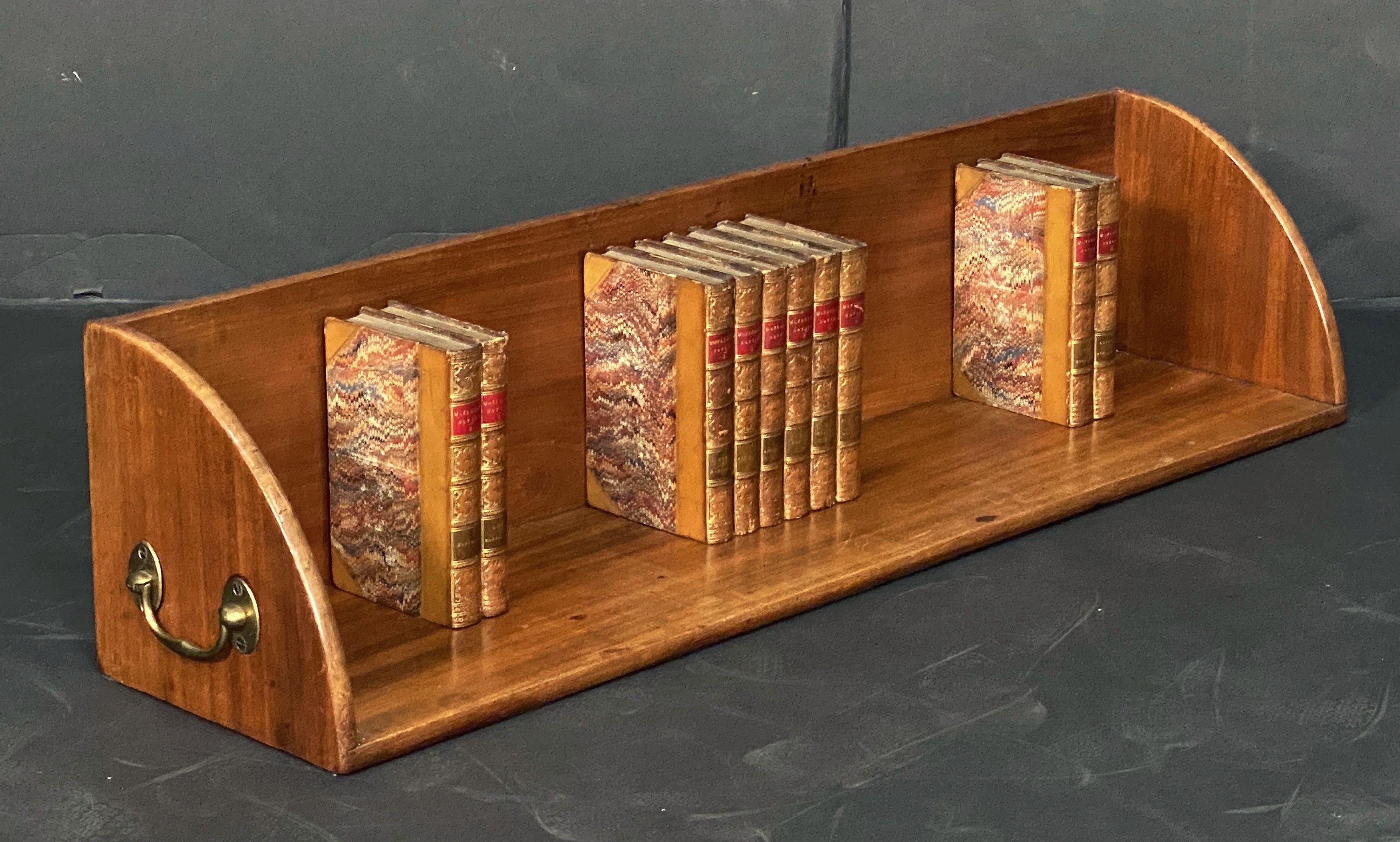 English Book Rack or Stand of Mahogany with Brass Handles In Good Condition For Sale In Austin, TX