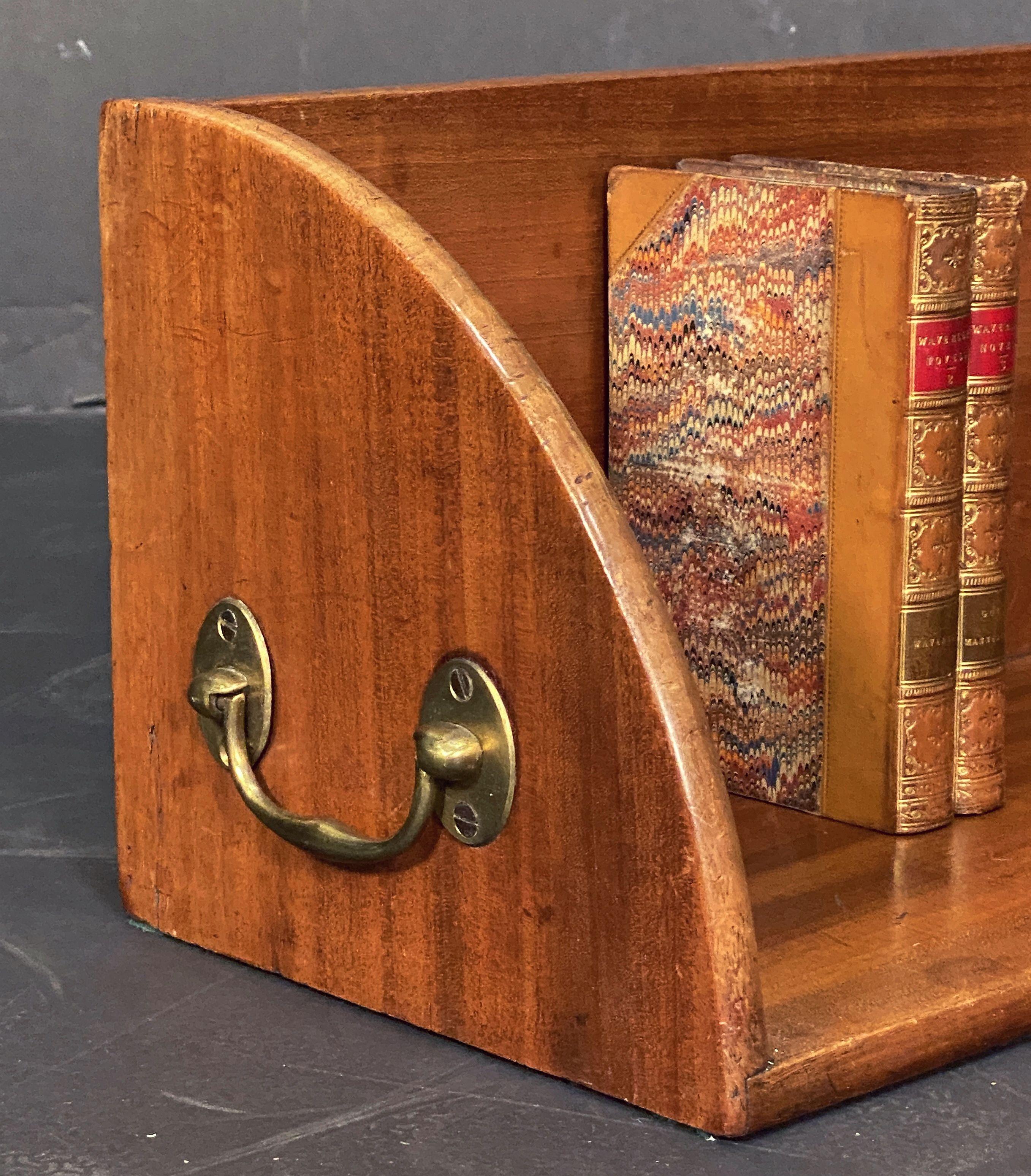 English Book Rack or Stand of Mahogany with Brass Handles For Sale 4