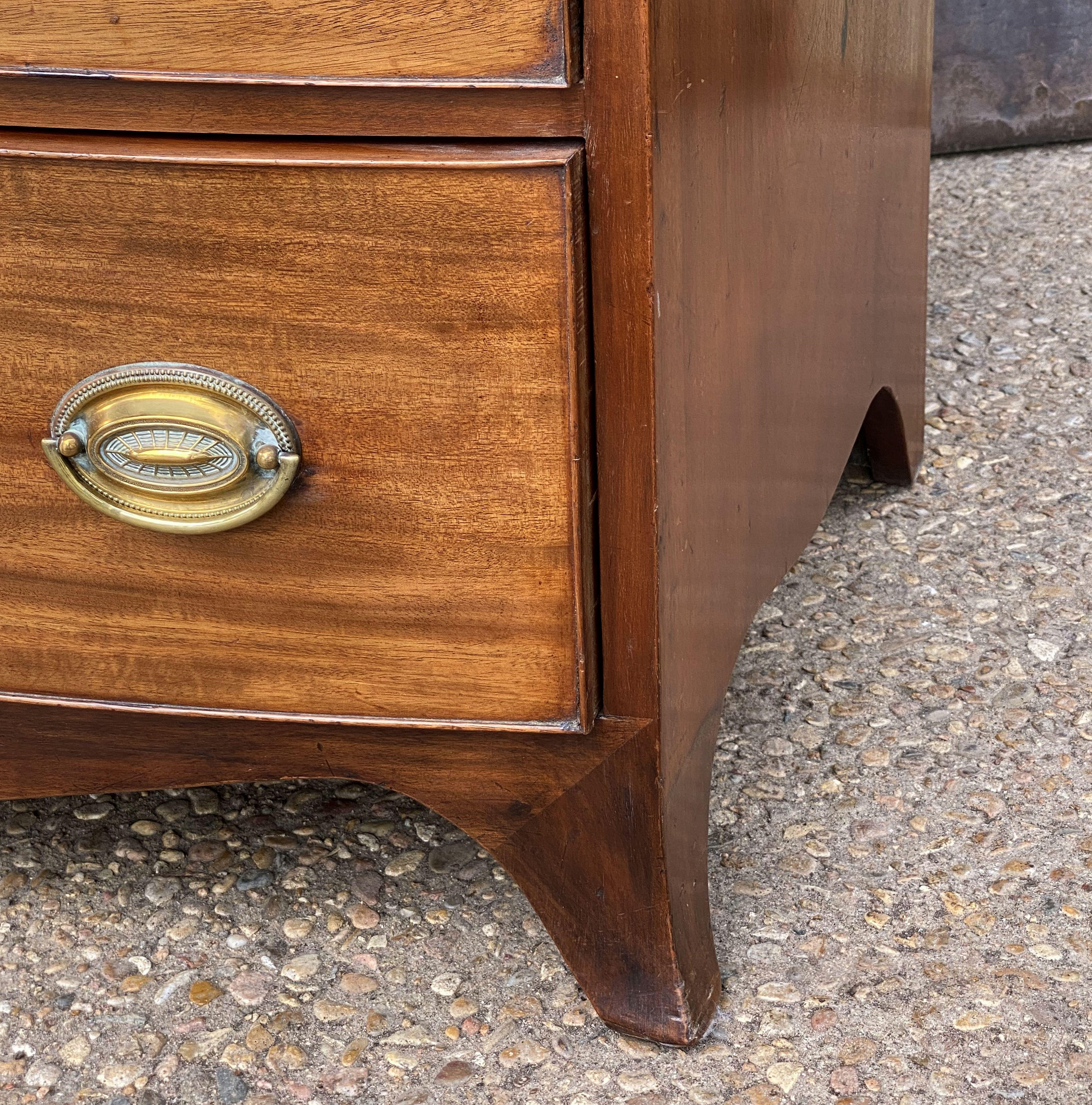 English Bow Front Chest of Flame Cut Mahogany 13