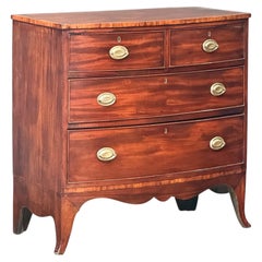 English Bow Front Chest of Inlaid Flame-Cut Mahogany