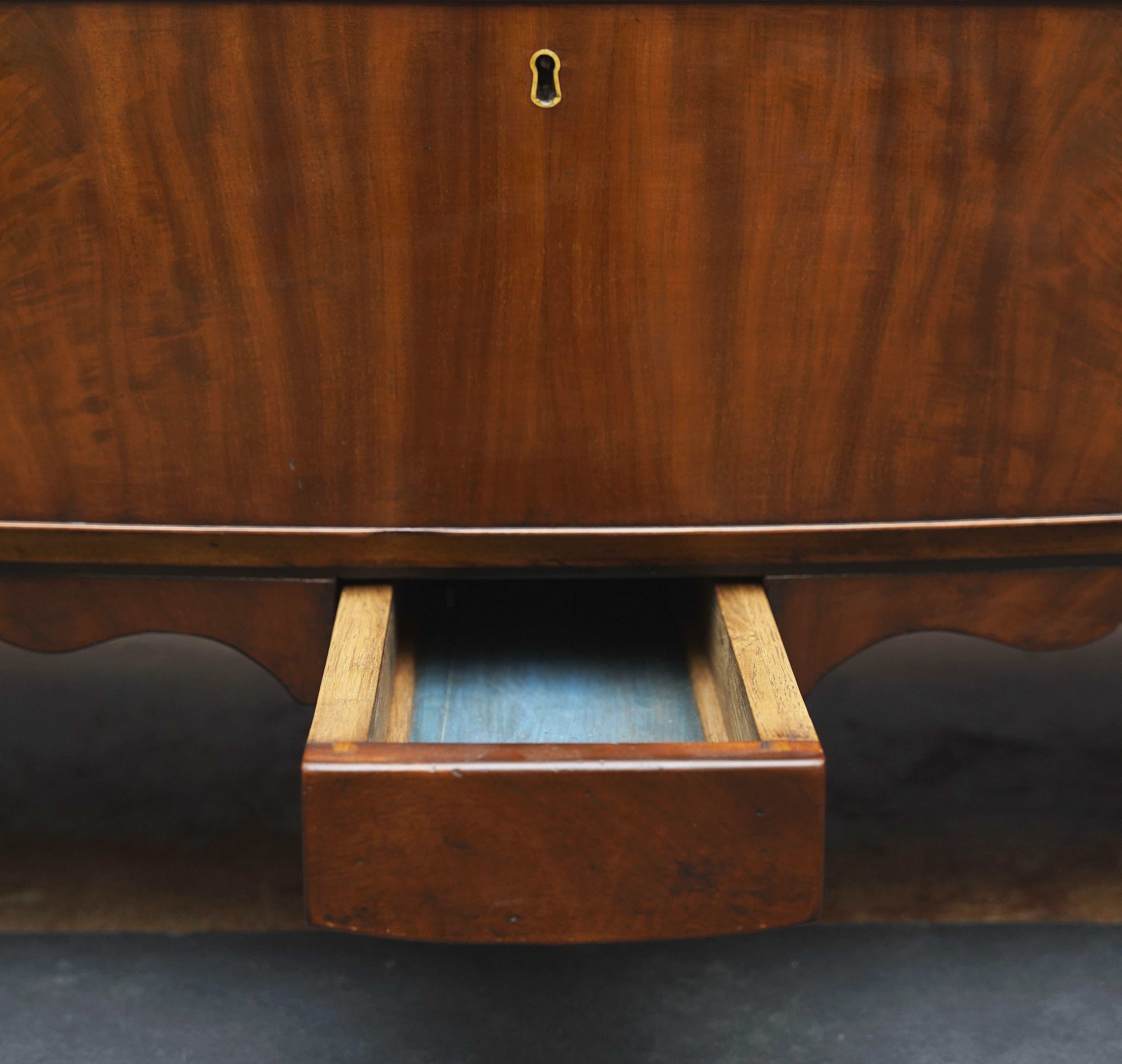 English Bow Front Chest of Inlaid Mahogany with Secret Drawers 5