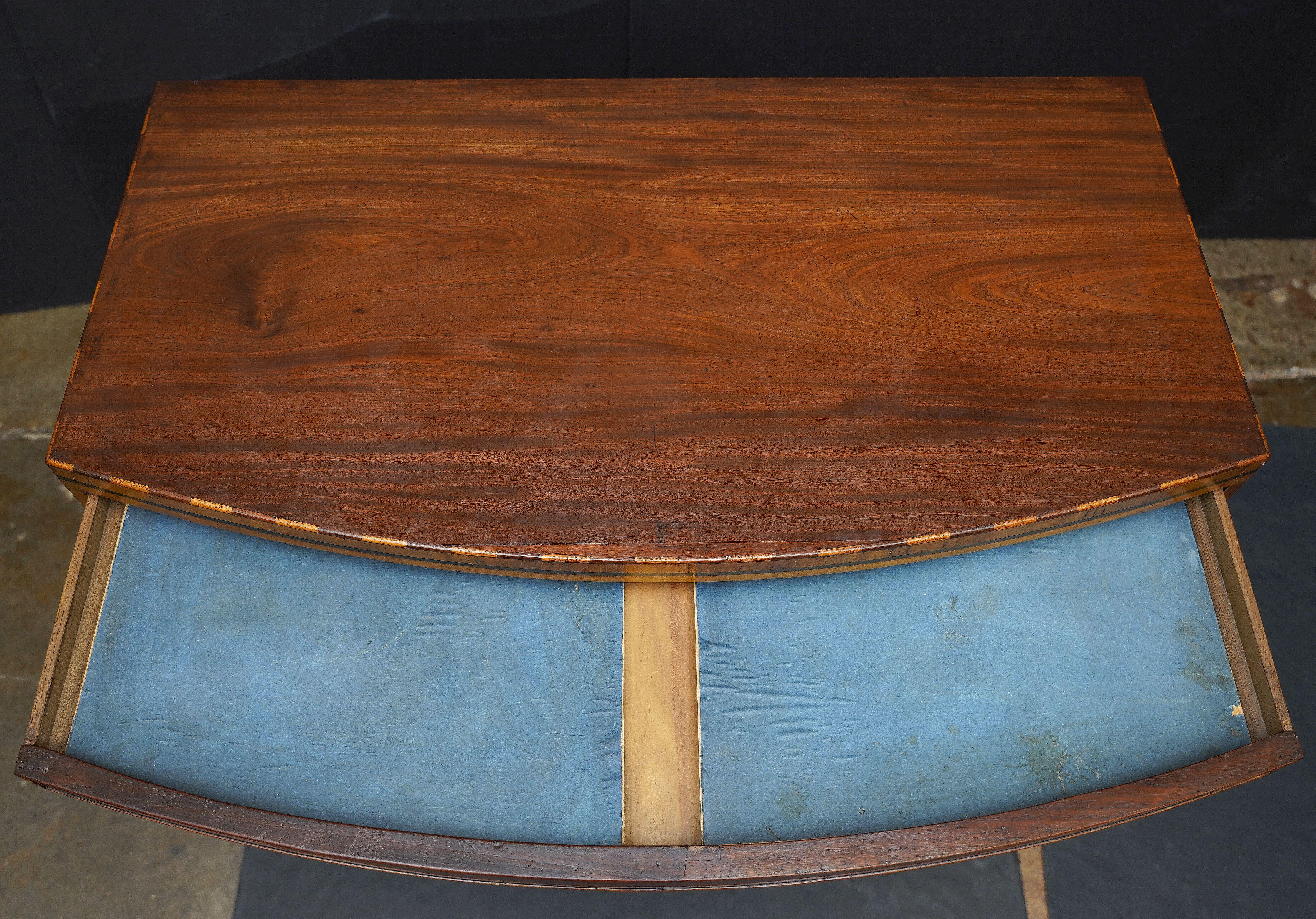 English Bow Front Chest of Inlaid Mahogany with Secret Drawers 6