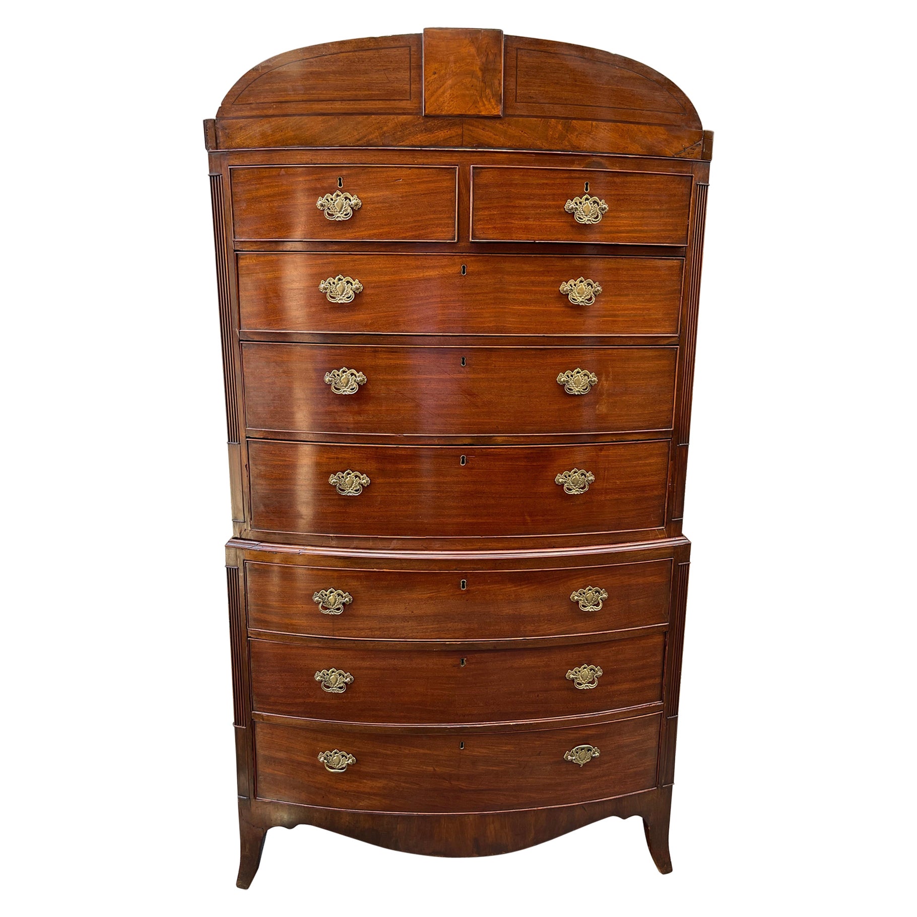 English bow front chest on chest early 19th century