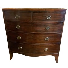 English bow front mahogany chest on Bracket feet, five drawer