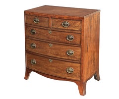 English Bow Front Small Chest of Drawers of Flame Mahogany