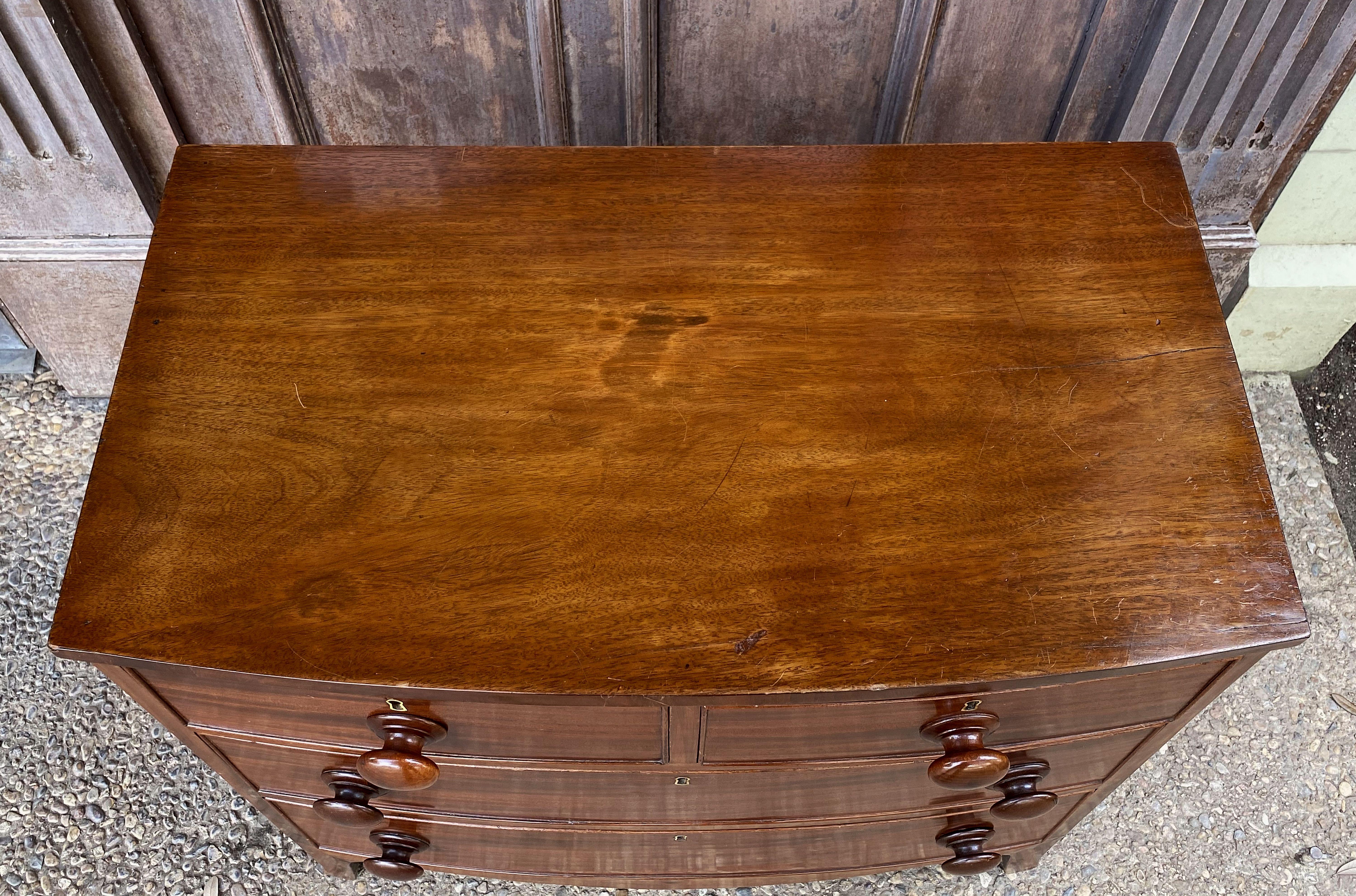 English Bow Front Small Chest of Mahogany from the 19th Century For Sale 5