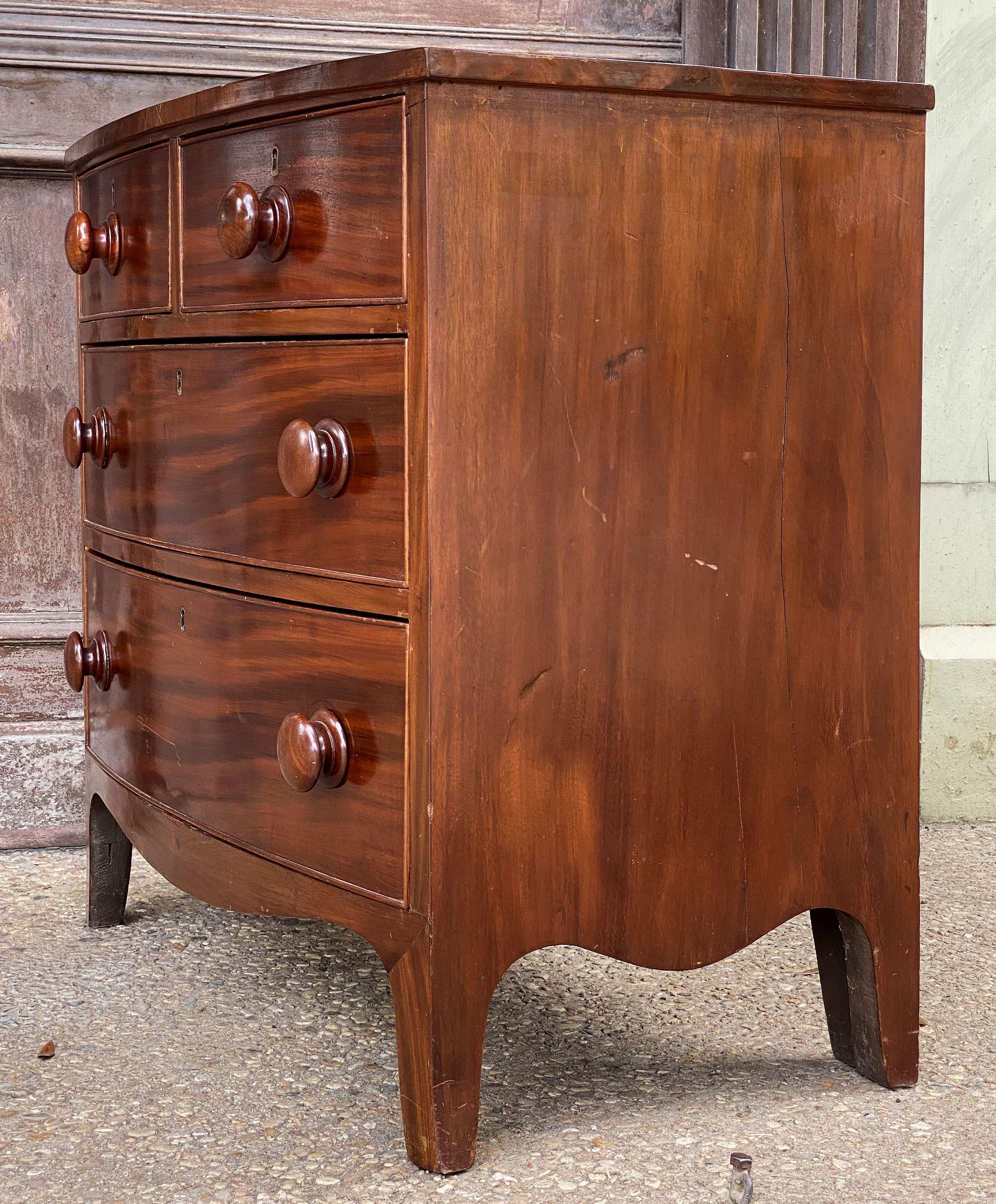 English Bow Front Small Chest of Mahogany from the 19th Century For Sale 7