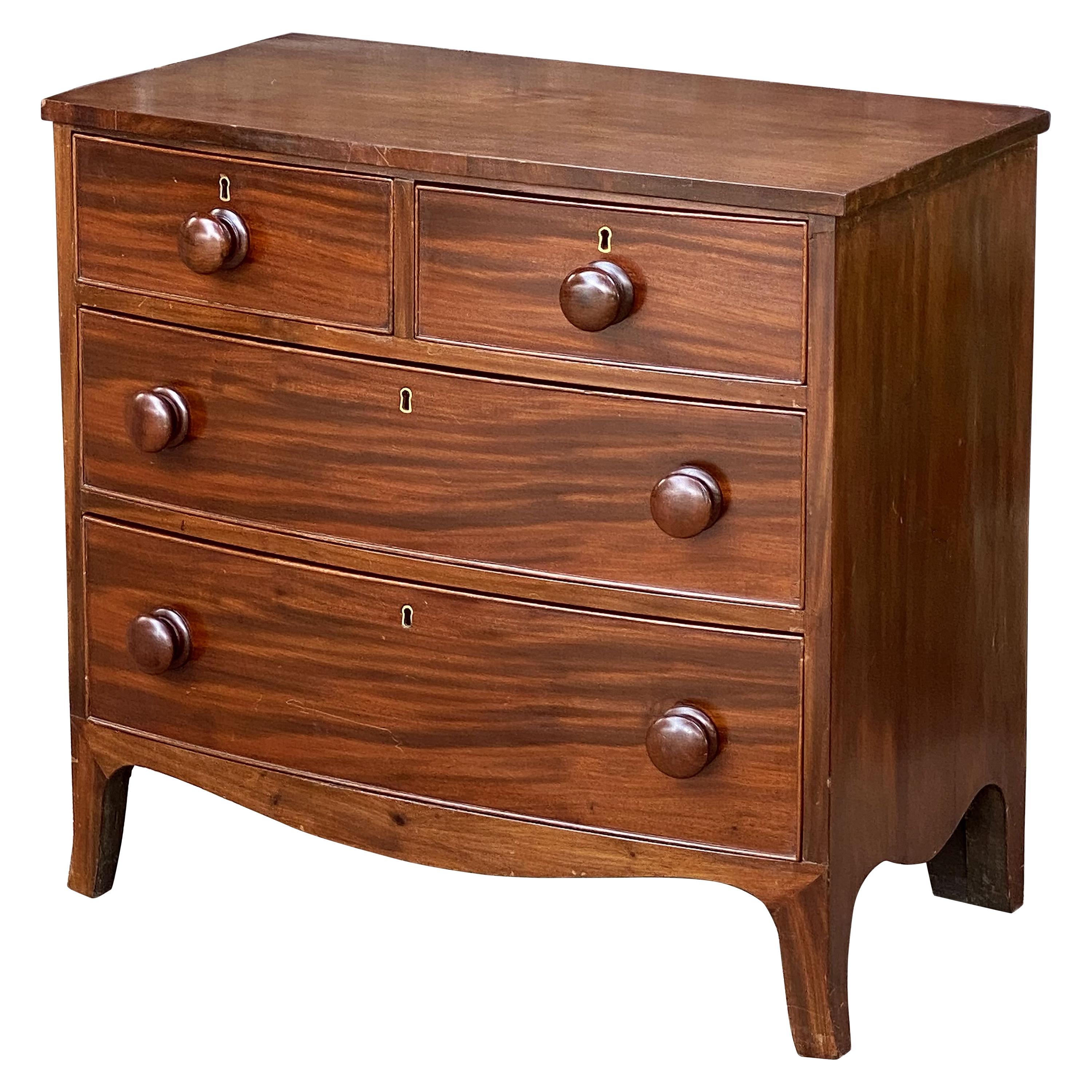 Antique Mahogany Dresser, Early 19th Century, Bow Front Chest of