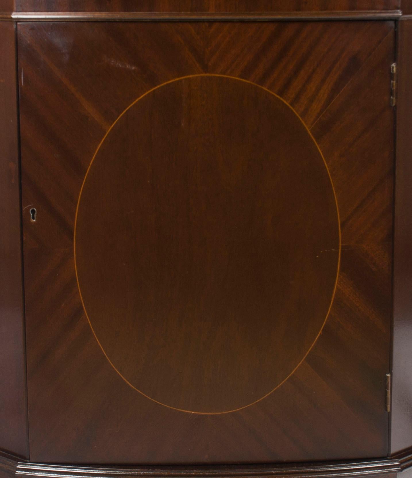 English Bow Front Tall Narrow Corner Cabinet Cupboard (Mahagoni)