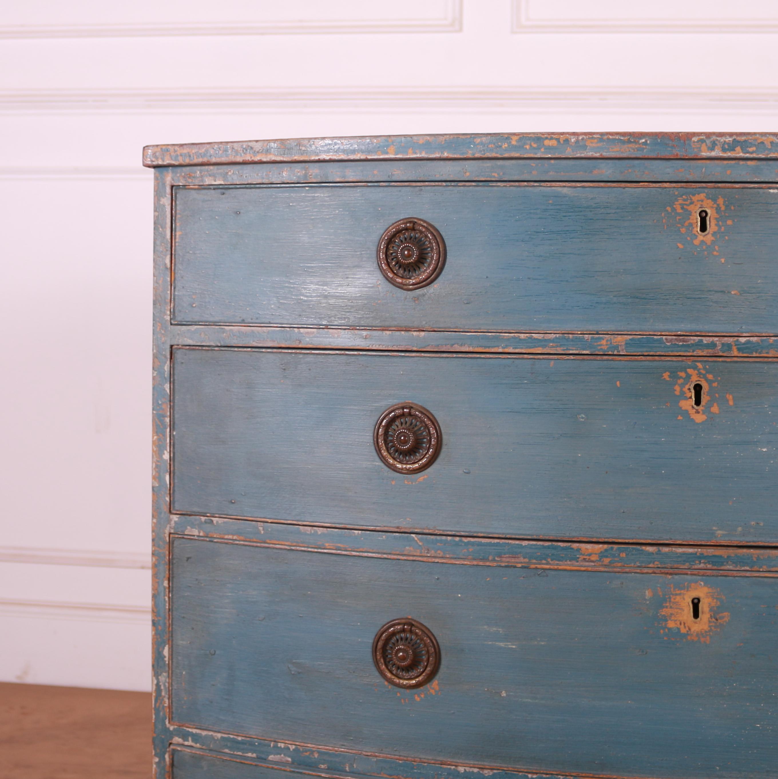 Painted English Bowfront Chest of Drawers