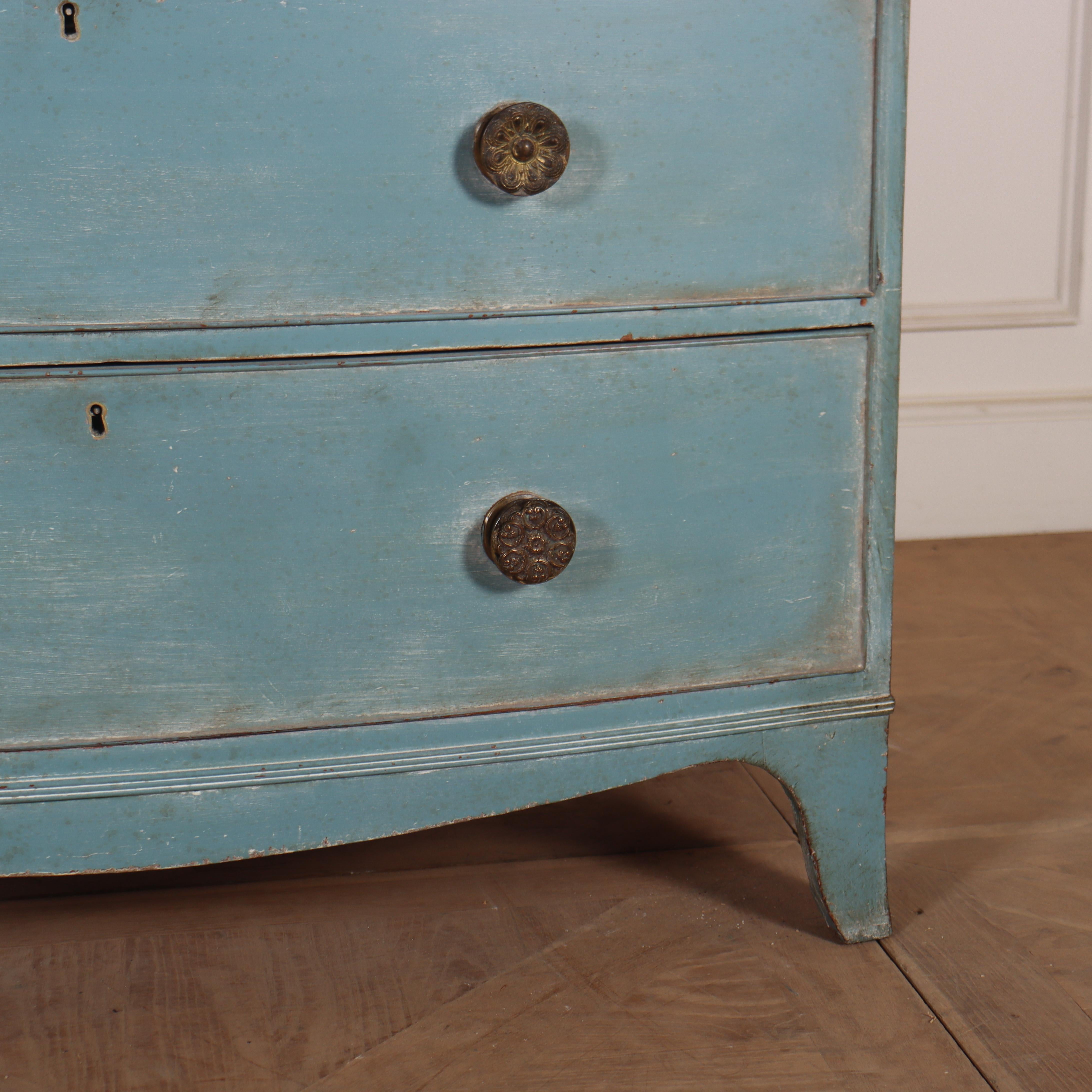 Painted English Bowfront Chest of Drawers For Sale