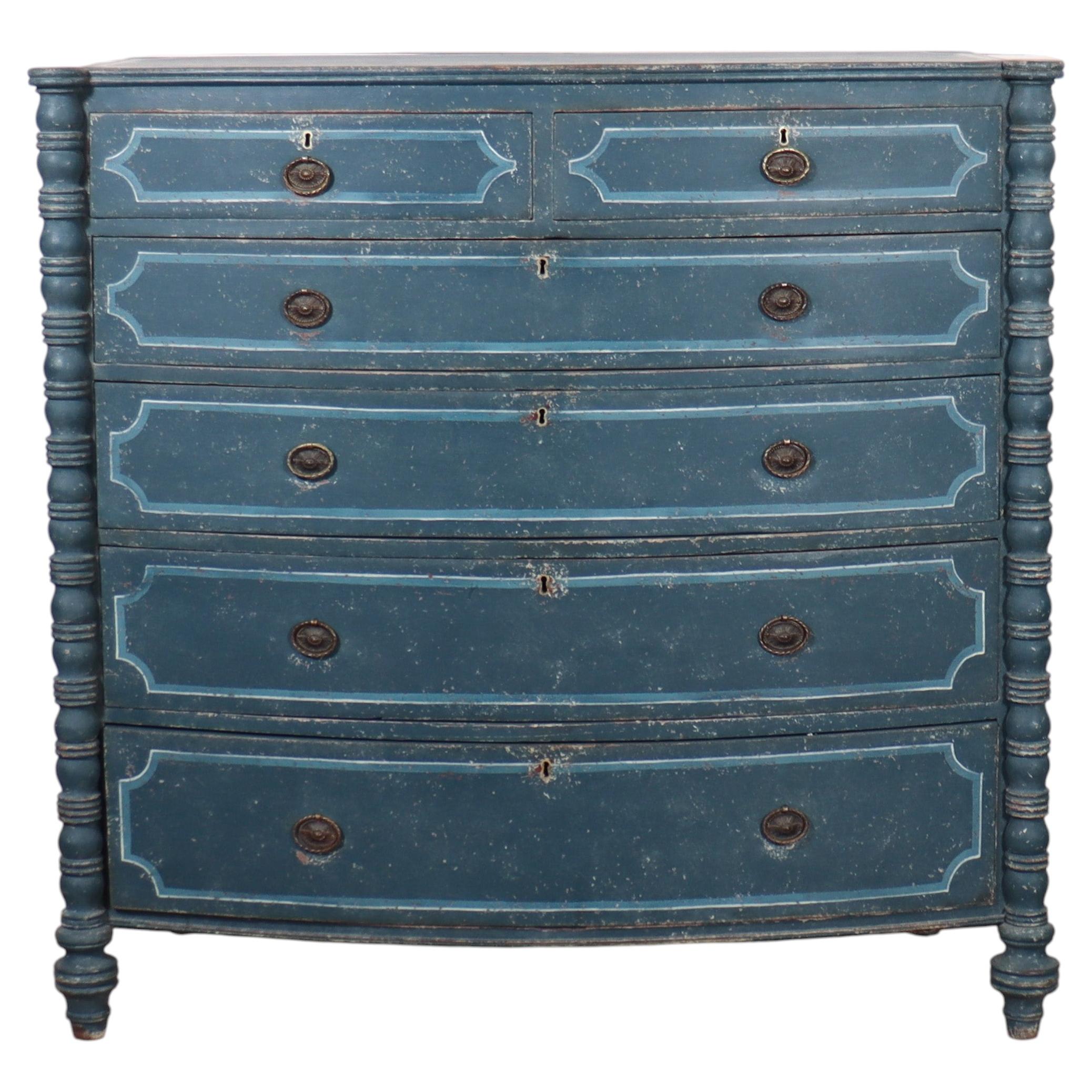 English Bowfront Chest of Drawers For Sale