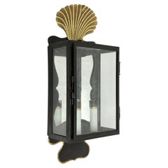 "English Box" Blackened Steel, Gilt & Mirror Wall Sconce by Heritage Metalworks