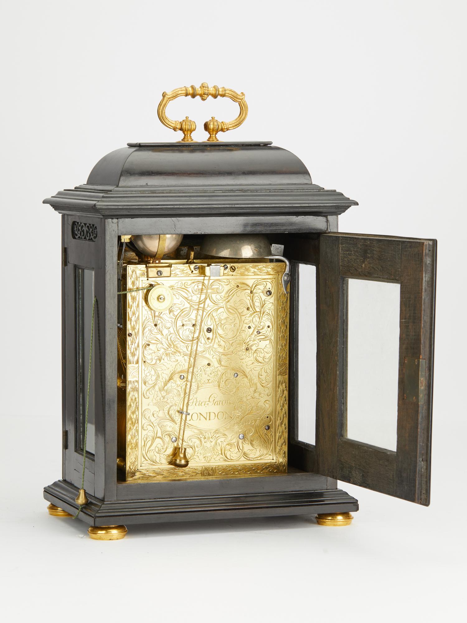 Gilt English bracket clock by Peter Garon For Sale