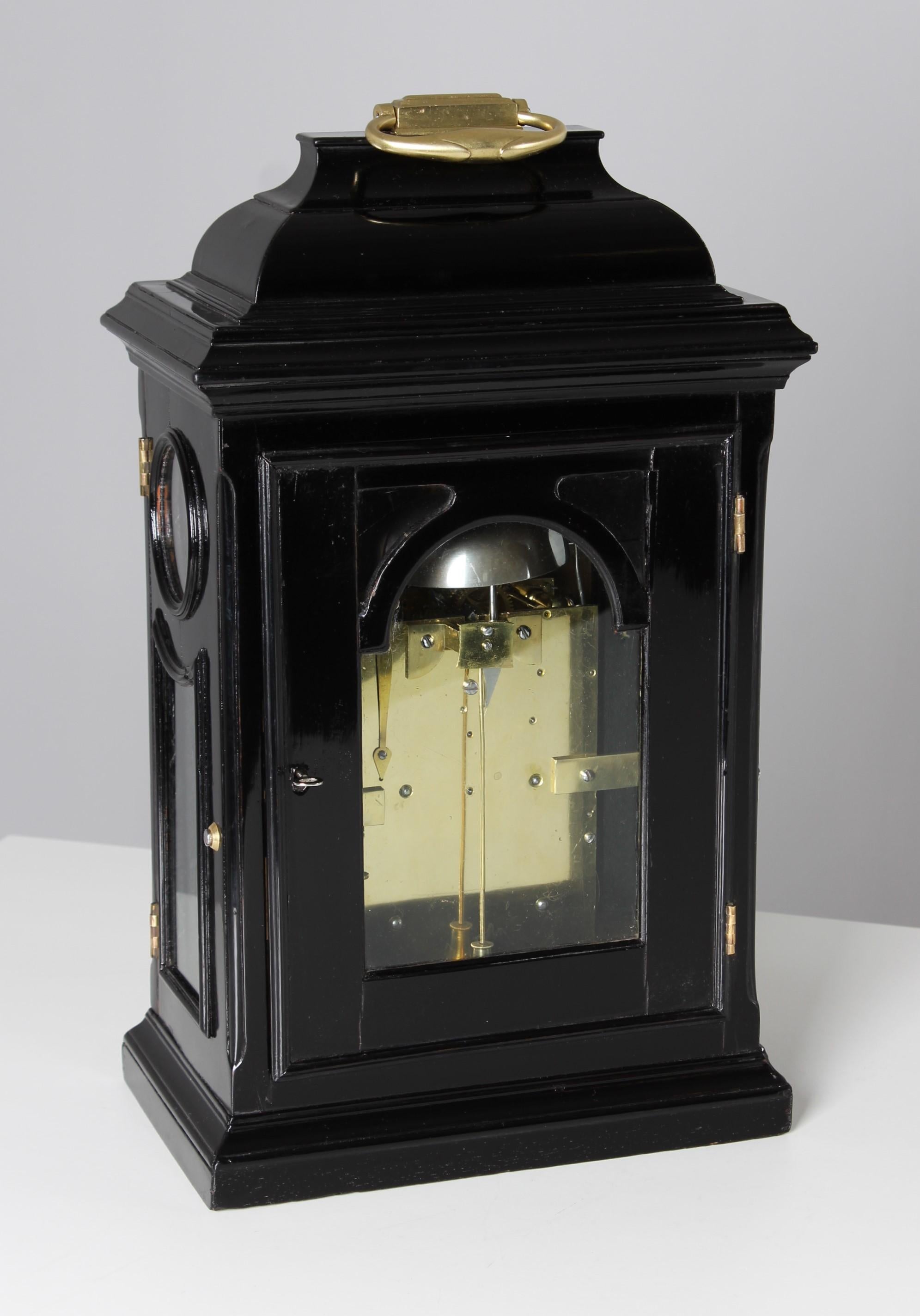 English Bracket Clock with Silver Plated Dial, London, circa 1800 For Sale 1